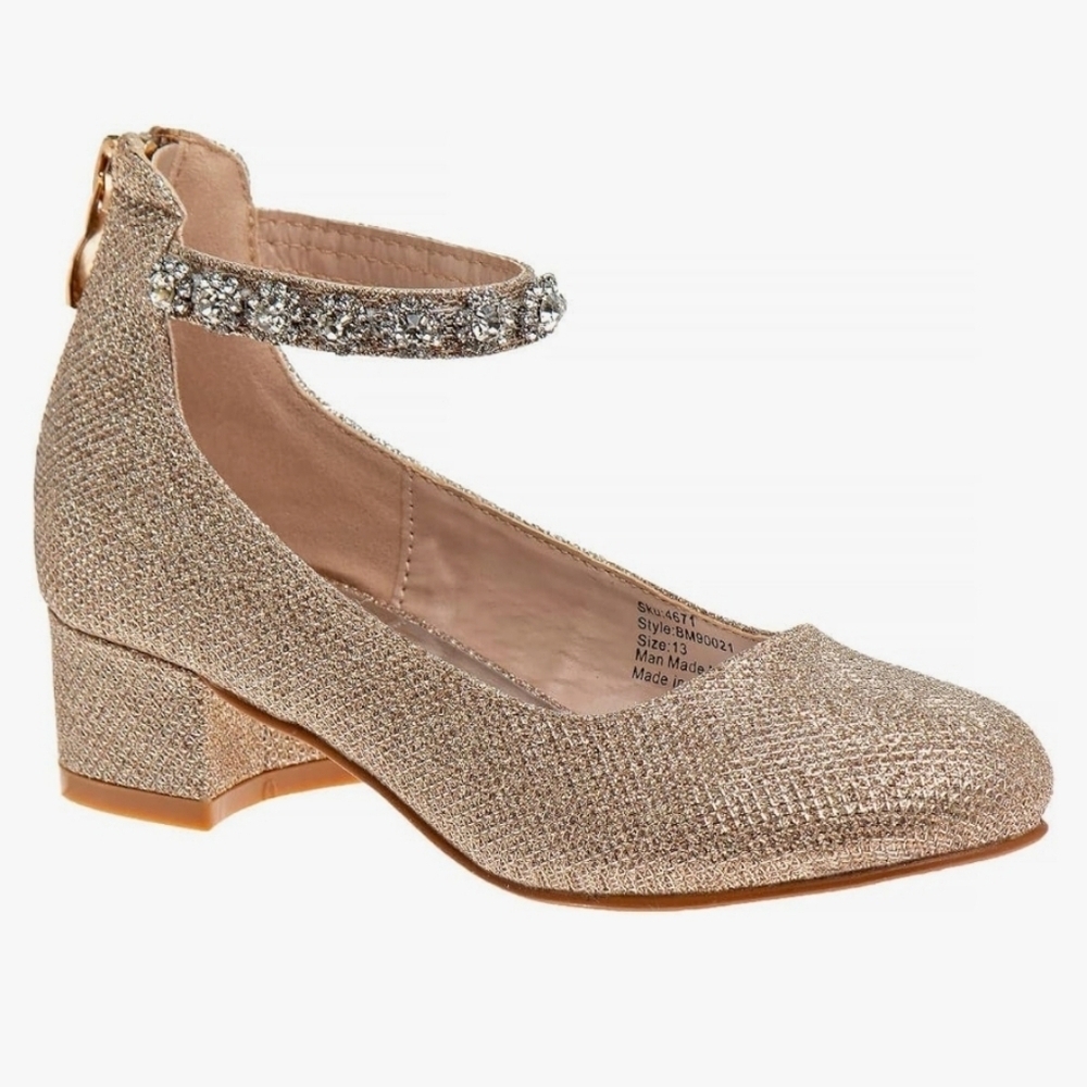 Badgley Mischka Glitter Mesh Block Heel